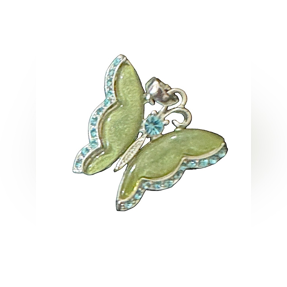 Sweet AVON enamel and CZ topaz butterfly pendant